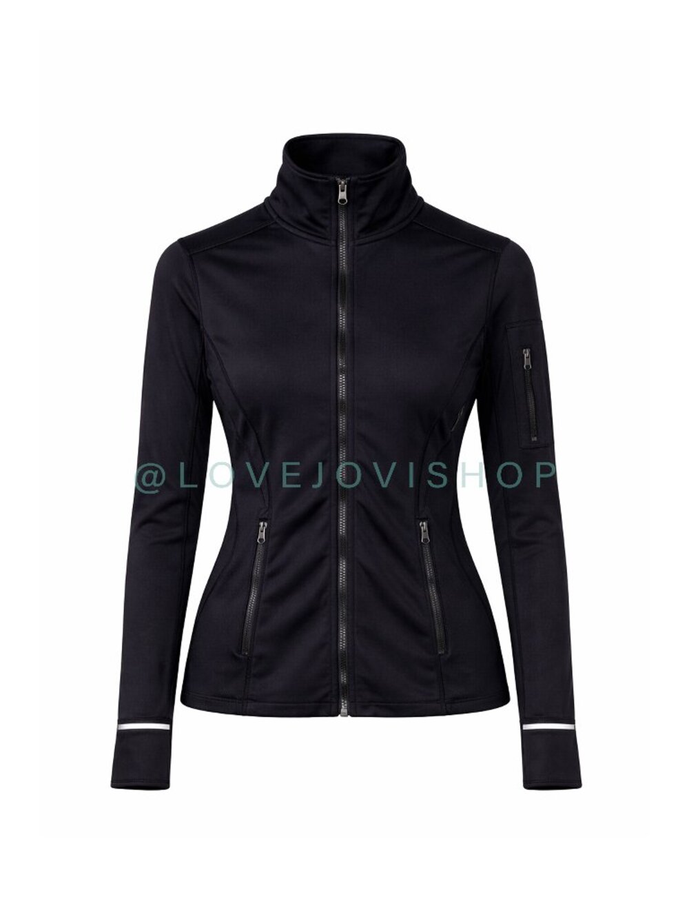 Athleisure | Running Top JOIA Long Sleeve Workout Layer Black | Cuff Mittens | M